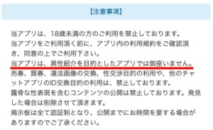 インスタント　公式　注意事項　出会いNG